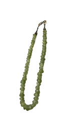 Vintage Chunky Green Prehnite Beaded Chip Nugget Necklace Handmade 18″ Choker