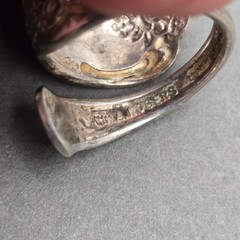 Vintage Oneida Silver Plated Bypass Spoon Ring Size 4.5 Floral Upcycled Flatware