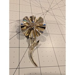 Vintage Gold Tone Flower Brooch Layered Petal Floral Pin Mid Century 3.25 Inch