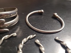 Lot of 4 Vintage Silver Tone Bangle Bracelets Costume Jewelry