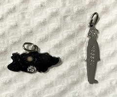 2 VTG Sterling Silver Enamel Charms Pendants Nassau Bahamas Map and Policeman