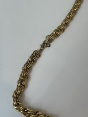 Vintage Gold Tone Chain Necklace White Bead Station Necklace 20.5”