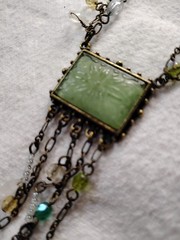 Vintage Uranium Glass Necklace with Added Beads. Excellent Condition