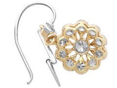 Antique 2.46ct Diamond and 15k Yellow Gold Cluster Earrings Circa 1920