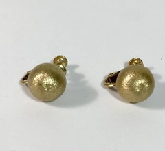 Napier Signed Earrings Brushed Gold Tone Screw Back Button Half Inch Round