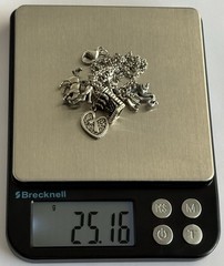 VTG Charm Necklace Sterling Silver 20” Rolo Chain 3D Assorted 7 Wolf Horse Lion