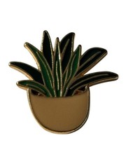 Aloe Plant Pin Pinback Brooch Gardening Nature 1” in Pot Gold Tone Horticultural