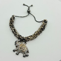 Crystal Elephant Pendant Bracelet Silver Tone Chain Boho Festival Layering Gift