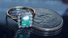 14k rose gold 0.78ct natural diamond sz 4.25 ring emerald vtg treated 2.50g 3823