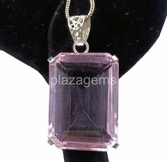 Pretty Emerald 100Ct TCW Pink Topaz 925 Sterling Silver Gemstone Pendant 24JQ