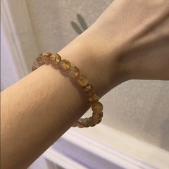 Natural Brazilian Rutilated Quartz Bracelet 8mm Gold Hair Crystal Couple Jewelry