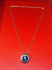 Powerful Eerie Blue Cats Eye Gemstone Talisman Necklace Occult Macabre Magic 24”