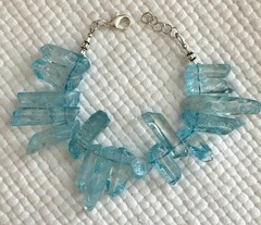 druzy quartz blue chunky bracelet 8.5 in