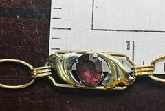 VTG. 1940-50s Sterling Silver 12K Gold Filled Purple Glass Flower Bracelet 6 3/4