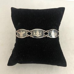 Signed SIAM Thai Sterling Silver 925 Black Niello Garuda Panel Bracelet 6.75″