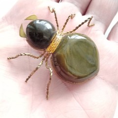Vintage Spider Brooch Amber Color Resin. Made in the USSR