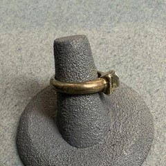 Smoky Square Rhinestone Ring Size 6 Grey Dark Silver Vintage Retro Bling Glam