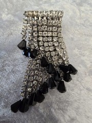Gorgeous Vintage Black And Clear Double Row Rhinestone Brooch And Matching…