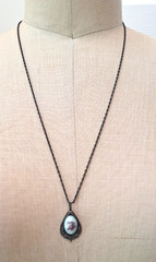 Vintage Soviet Era Hand Made Enamel Rostov Finift Filigree Chain/Pendant