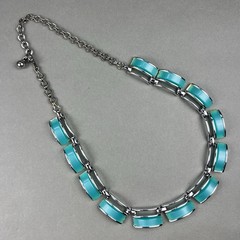 Vintage Moonglow Thermoset Necklace Earrings Blue CHAREL q3z