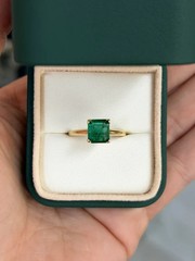 2.60 Ct Natural Emerald Art Deco Vintage Engagement Ring 14K Yellow Gold Over