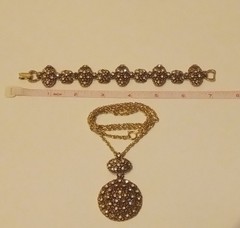 Celebrity Signed Vintage Rhinestone Pendant Necklace and Bracelet