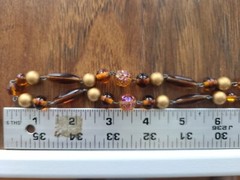 Marvella Amber Colored Glass Gold Beads With Metal Connectors Signed Slide Clasp
