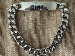 VTG Speidel ID Bracelet RHODIUM Plated Large Curb Cuban Link Inscription JEFF