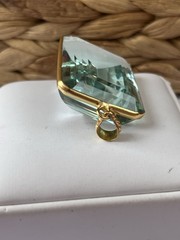 Vtg Faux Aqua Marine Glass Extra Large Pendant