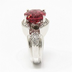 NYJEWEL 14k White Gold 7.2ctw Rubellite Tourmaline Diamond Ring