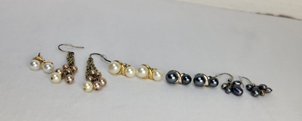 Lovely Carol Lee and Unbranded Gold and Silver Tone Faux Pearl Pierced Earrings