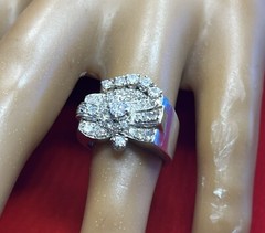 1970s Fine Platinum Over 1.5CT in Diamonds Retro Ring Size 6