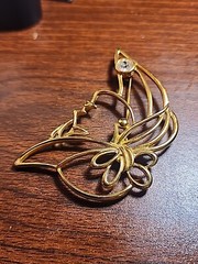 Tona Signed Lady Brooch With A Clear Rhinestone Pendant 3in X 2in