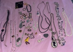Vintage Estate Costume Jewelry Lot Rings Bracelet Necklace Earrings Pins