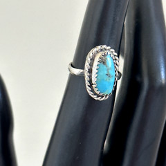 Vintage 925 Sterling Silver Turquoise Southwestern Old Pawn Band Ring Size 4.5