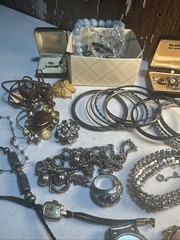 Vintage-Antique Jewelry Lot Mix Unsearched Grabbed From Large Box Randomly