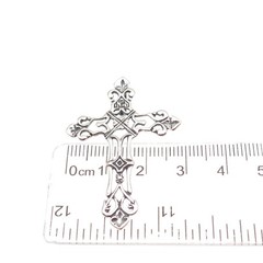 925 Sterling Silver Vintage Fleur de Lis Cross Oxidized Slide Pendant