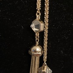 Necklace Earrings Gold Tone Crystal Fringe Tassel Y Drop Statement Bohemian Chic
