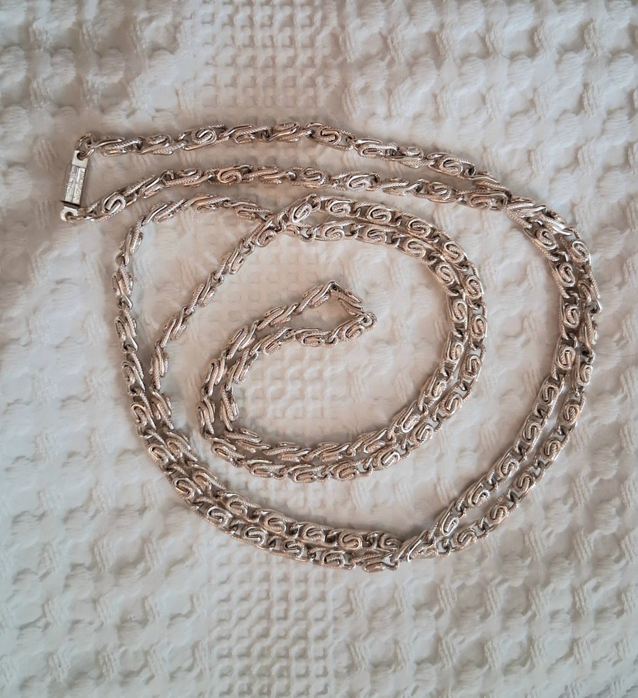 54″ Silvertone Vintage Chain West Germany Silver Alloy