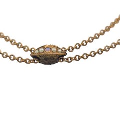 Opal Gold filled Fob Nouveau Slide Necklace 25.25” 1.9mm Chain Gf victorian 9.1g