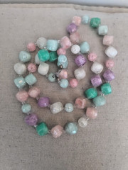 Vintage Monet Pastel Multicolor Acrylic Crakle Beaded Necklace