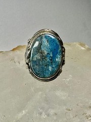 Art Nouveau ring Floral Art Deco leaves band Size 4.25 Sterling Silver women gir
