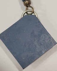 Vtg Polymer Clay Geometric Dangle Earrings Southwest / AK Quilt Block Blue Cream