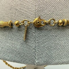 Vintage Monet Gold Tone Bamboo Bead Necklace 26″ Long Signed Textured MCM Chic