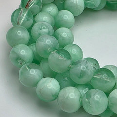 Vintage Seafoam Green Lucite Beaded Necklace No Clasp Translucent 9.3mm 17”