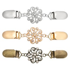 3Pcs Dress Clips Back Cinch, Sweater Clips (Floral Cluster, 3 Colors)