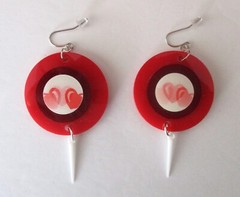 Pair of Vintage Lucite & Plastic “Winkie” Heart Earrings/Valentine/Boho/