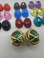 Joan Rivers Interchangeable Earrings Gold Tone Cage Clip On Vtg 10 Colors