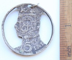 Vintage Pendant From The Coin “Milda 5 Lats 1929” Silver Latvia 16.42 gram