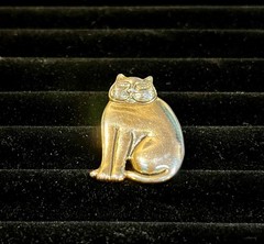 Laurel Burch Mystic Cat Brooch Gold Tone Kitty Kitten Pin Vintage 1.5 Inches